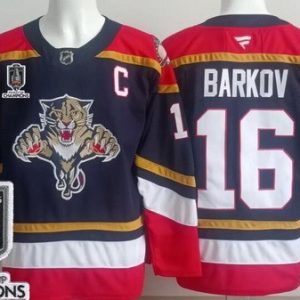 Florida Panthers #16 Aleksander Barkov Navy 2025 Stanley Cup Champions 2 Authentic Jersey