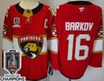 Florida Panthers #16 Aleksander Barkov Red 2025 Stanley Cup Champions 2 Authentic Jersey