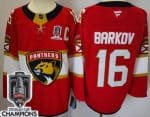 Florida Panthers #16 Aleksander Barkov Red 2025 Stanley Cup Champions Authentic Jersey