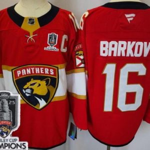 Florida Panthers #16 Aleksander Barkov Red 2025 Stanley Cup Champions Authentic Jersey