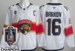 Florida Panthers #16 Aleksander Barkov White 2025 Stanley Cup Champions 2 Authentic Jersey