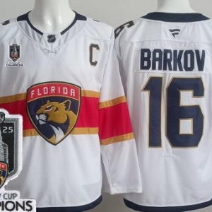 Florida Panthers #16 Aleksander Barkov White 2025 Stanley Cup Champions 2 Authentic Jersey