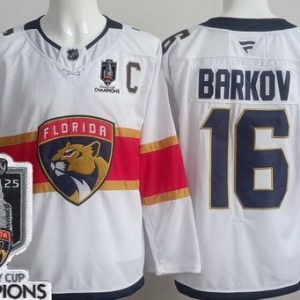 Florida Panthers #16 Aleksander Barkov White 2025 Stanley Cup Champions Authentic Jersey