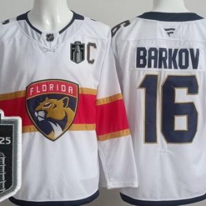 Florida Panthers #16 Aleksander Barkov White 2025 Stanley Cup Final Authentic Jersey