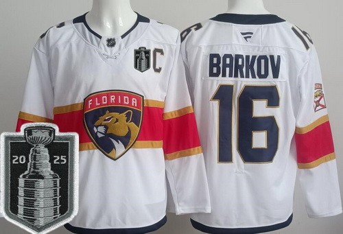 Florida Panthers #16 Aleksander Barkov White 2025 Stanley Cup Final Authentic Jersey
