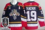 Florida Panthers #19 Matthew Tkachuk Navy 2025 Stanley Cup Champions 2 Authentic Jersey