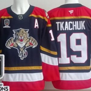 Florida Panthers #19 Matthew Tkachuk Navy 2025 Stanley Cup Champions 2 Authentic Jersey