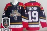 Florida Panthers #19 Matthew Tkachuk Navy 2025 Stanley Cup Champions Authentic Jersey