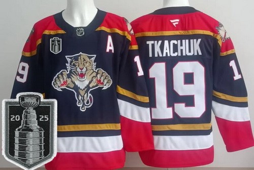 Florida Panthers #19 Matthew Tkachuk Navy 2025 Stanley Cup Final 2 Authentic Jersey