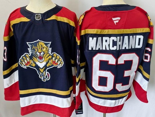 Florida Panthers #63 Brad Marchand Navy Authentic Jersey