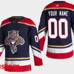 Florida Panthers Customized Blue 2021 Reverse Retro Authentic Jersey