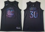 Golden State Warriors #30 Stephen Curry Black Iridescent Holographic Icon Swingman Jersey
