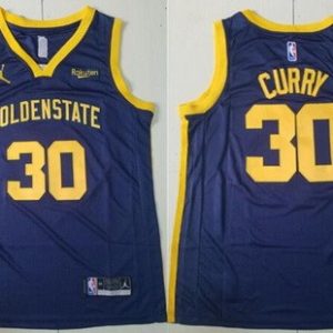 Golden State Warriors #30 Stephen Curry Navy Statement Icon Sponsor Swingman Jersey