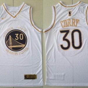 Golden State Warriors #30 Stephen Curry White Gold Icon Swingman Jersey