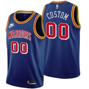 Golden State Warriors Custom Blue 75th Anniversary Icon Hot Press Jersey