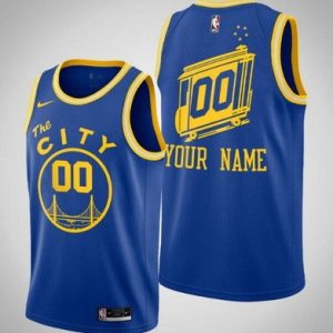Golden State Warriors Custom Blue Classic Icon Hot Press Jersey