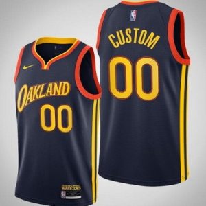 Golden State Warriors Custom Navy 2021 City Icon Hot Press Jersey
