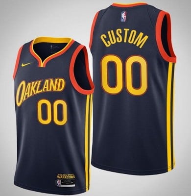 Golden State Warriors Custom Navy 2021 City Icon Hot Press Jersey
