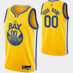 Golden State Warriors Custom Yellow Statement Diamond 75th Icon Hot Press Jersey