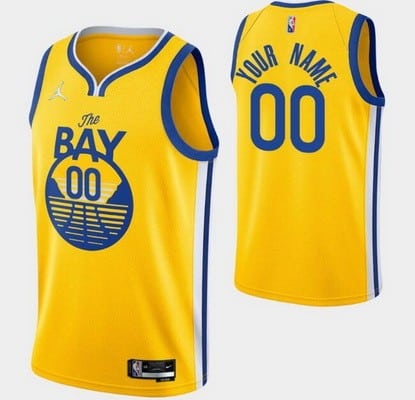 Golden State Warriors Custom Yellow Statement Diamond 75th Icon Hot Press Jersey