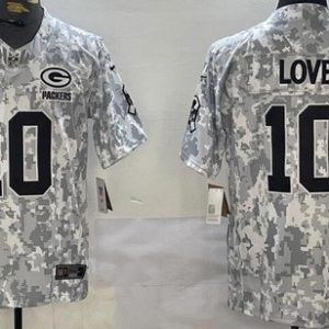 Green Bay Packers #10 Jordan Love Limited Arctic Camo 2024 Salute to Service Jersey