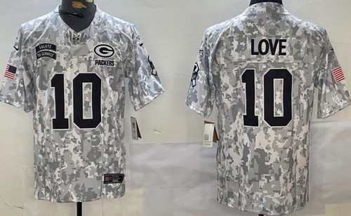 Green Bay Packers #10 Jordan Love Limited Arctic Camo 2024 Salute to Service Jersey