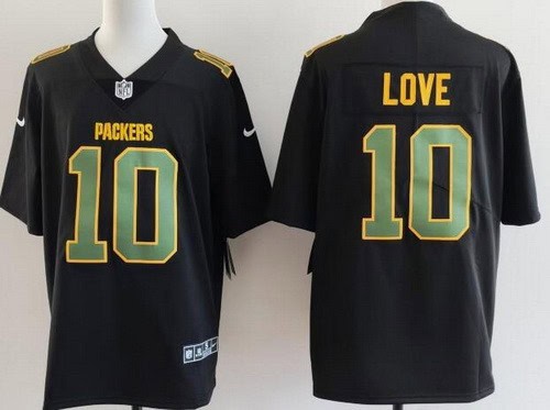 Green Bay Packers #10 Jordan Love Limited Black Fashion Vapor Jersey