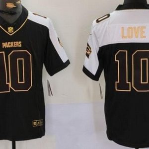 Green Bay Packers #10 Jordan Love Limited Black Gold Thanksgiving FUSE Vapor Jersey