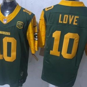 Green Bay Packers #10 Jordan Love Limited Green 13X World Champions FUSE Vapor Jersey