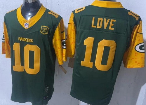 Green Bay Packers #10 Jordan Love Limited Green 13X World Champions FUSE Vapor Jersey