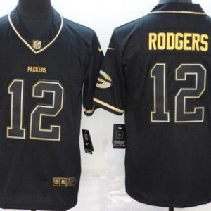 Green Bay Packers #12 Aaron Rodgers Limited Black Golden Vapor 2019 Untouchable Jersey