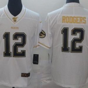 Green Bay Packers #12 Aaron Rodgers Limited White Gold 100th Season Vapor Untouchable Jersey