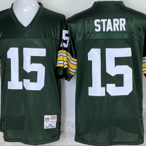 Green Bay Packers #15 Bart Starr Green 1969 Throwback Jersey