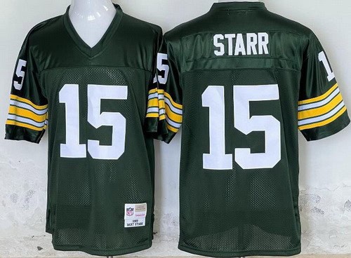 Green Bay Packers #15 Bart Starr Green 1969 Throwback Jersey