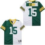 Green Bay Packers #15 Bart Starr Green White Split 1969 Throwback Jersey