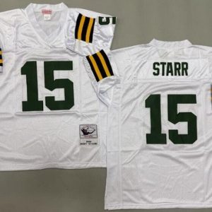 Green Bay Packers #15 Bart Starr White 1969 Throwback Jersey