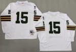 Green Bay Packers #15 Bart Starr White Long Sleeve 1969 Throwback Jersey