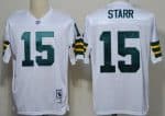 Green Bay Packers #15 Bart Starr White Throwback Jersey