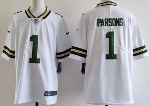 Green Bay Packers #1 Micah Parsons Limited White Vapor Jersey