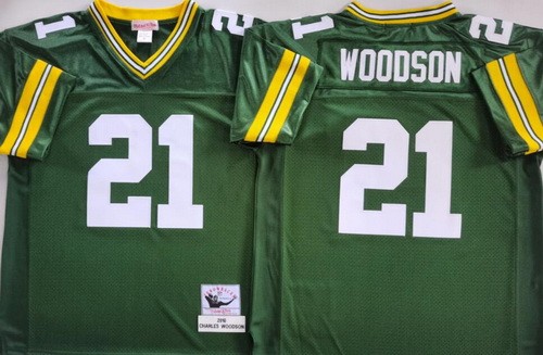 Green Bay Packers #21 Charles Woodson Green 2010 Throwback Jersey