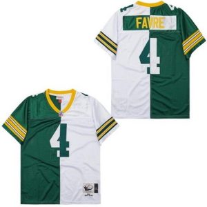 Green Bay Packers #4 Brett Favre Green White Split 1996 Throwback Jersey
