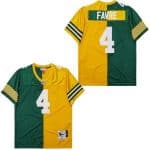 Green Bay Packers #4 Brett Favre Green Yellow Split 1996 Throwback Jersey