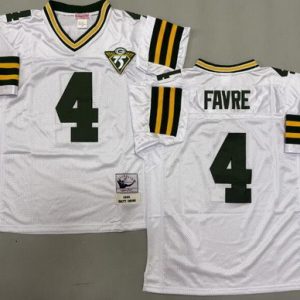 Green Bay Packers #4 Brett Favre White 75th 1996 Throwback Jersey