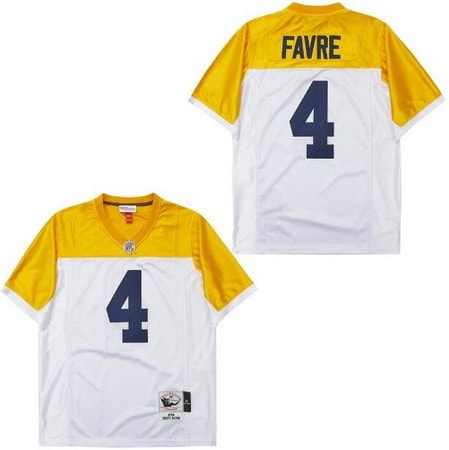 Green Bay Packers #4 Brett Favre White Yellow 1994 Throwback Jersey