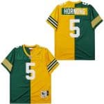 Green Bay Packers #5 Paul Hornung Green Yellow Split 1961 Throwback Jersey