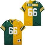 Green Bay Packers #66 Ray Nitschke Green Yellow Split 1969 Throwback Jersey