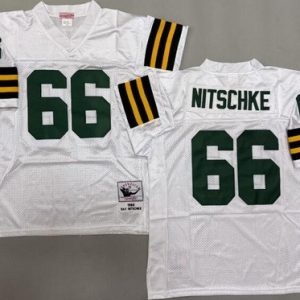 Green Bay Packers #66 Ray Nitschke White 1966 Throwback Jersey