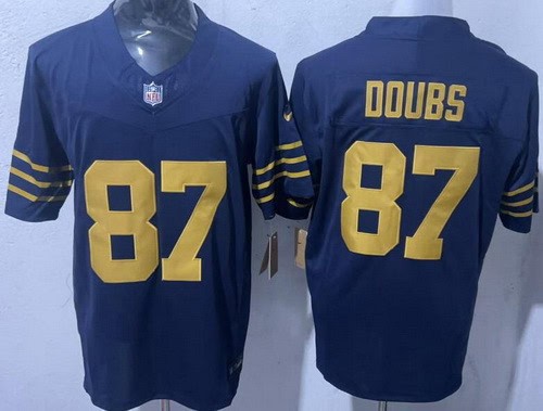 Green Bay Packers #87 Romeo Doubs Limited Navy FUSE Vapor Jersey