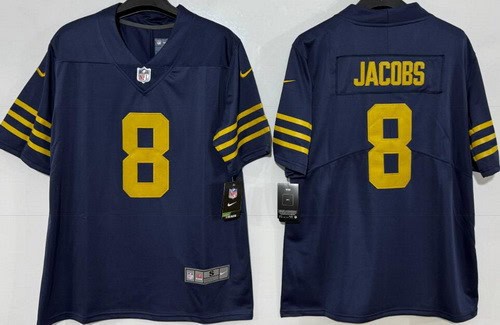 Green Bay Packers #8 Josh Jacobs Limited Navy Vapor Jersey