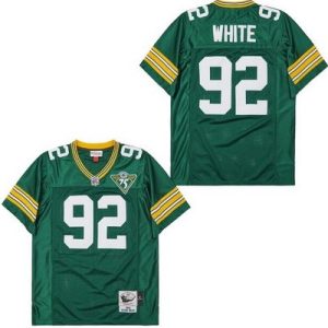 Green Bay Packers #92 Reggie White Green 75th 1993 Throwback Jersey